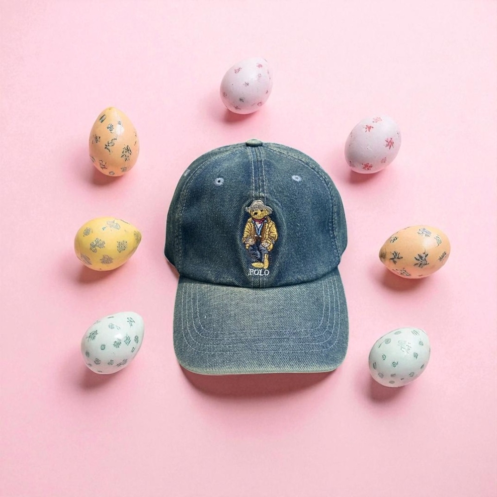 Polo by Ralph Lauren Blue Denim Hat with Bear Motif
